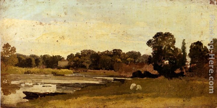 John Linnell Study Of A River Landscape
